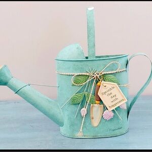 Hallmark Blue Watering Can with Floral Accents